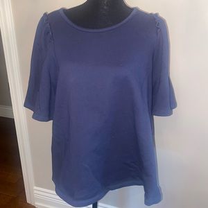 NWT  eri + ali Anthropologie navy shortsleeve sweatshirt size L